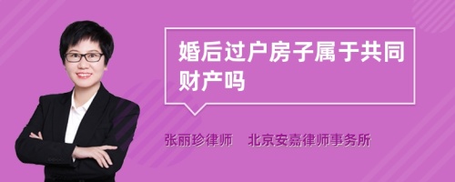 婚后过户房子属于共同财产吗