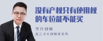没有产权只有使用权的车位能不能买
