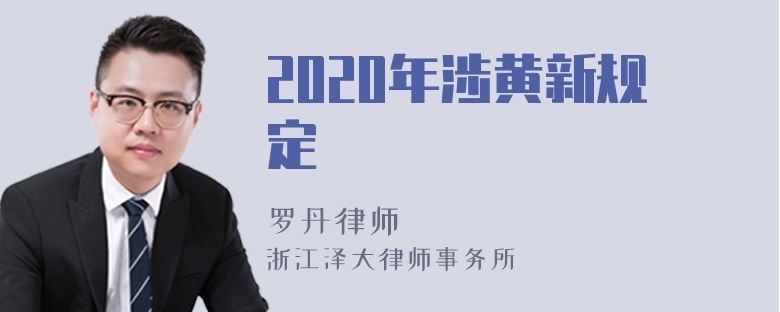 2020年涉黄新规定