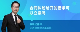 合同纠纷给开的借条可以立案吗