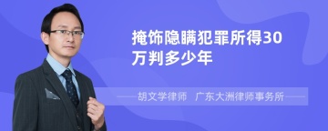 掩饰隐瞒犯罪所得30万判多少年