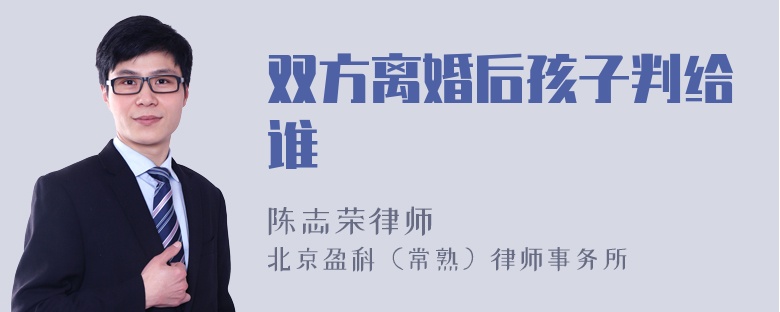 双方离婚后孩子判给谁