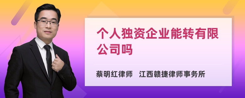 个人独资企业能转有限公司吗