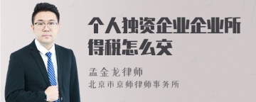 个人独资企业企业所得税怎么交