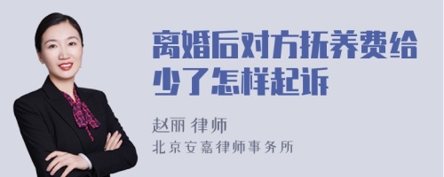 离婚后对方抚养费给少了怎样起诉