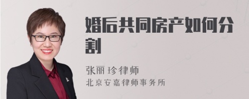 婚后共同房产如何分割