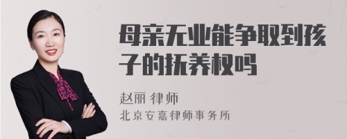 母亲无业能争取到孩子的抚养权吗