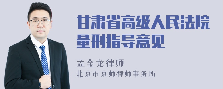 甘肃省高级人民法院量刑指导意见