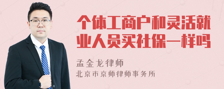 个体工商户和灵活就业人员买社保一样吗