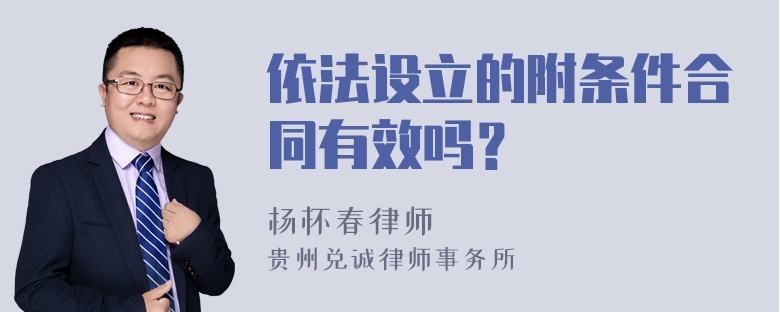 依法设立的附条件合同有效吗？