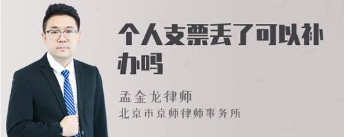 个人支票丢了可以补办吗