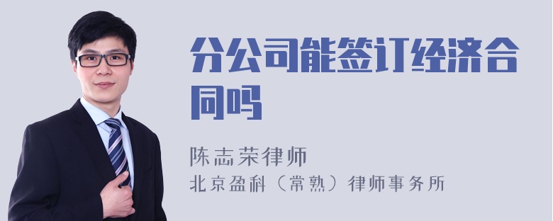 分公司能签订经济合同吗