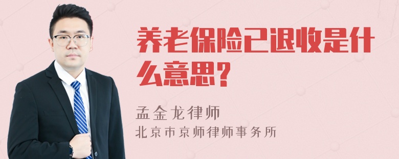 养老保险已退收是什么意思?