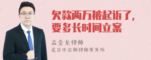 欠款两万被起诉了，要多长时间立案