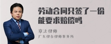 劳动合同只签了一份能要求赔偿吗