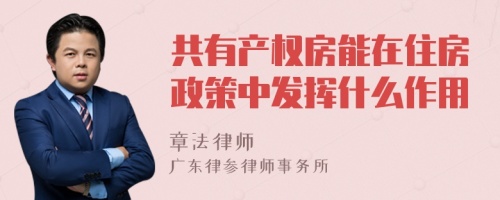 共有产权房能在住房政策中发挥什么作用