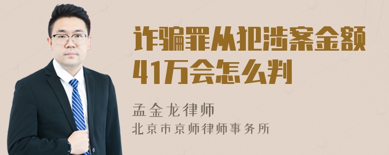 诈骗罪从犯涉案金额41万会怎么判