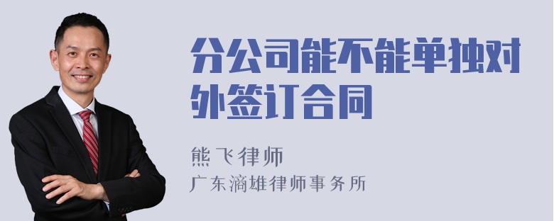 分公司能不能单独对外签订合同