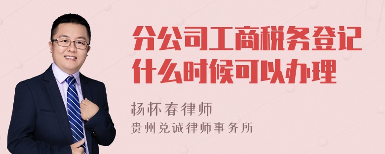 分公司工商税务登记什么时候可以办理