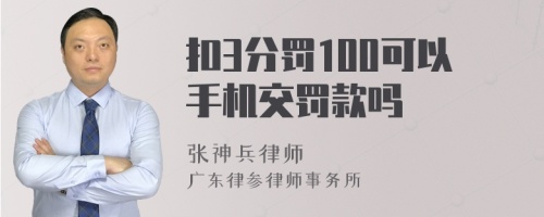 扣3分罚100可以手机交罚款吗