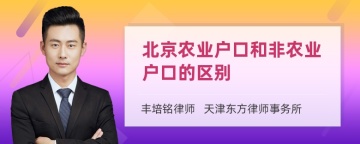 北京农业户口和非农业户口的区别