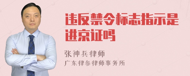 违反禁令标志指示是进京证吗