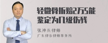 轻微骨折赔2万5能鉴定为几级伤残