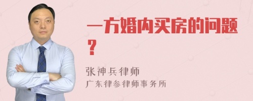 一方婚内买房的问题？