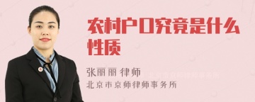 农村户口究竟是什么性质