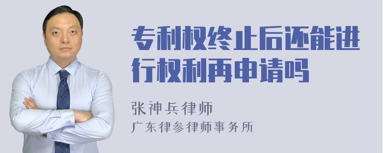 专利权终止后还能进行权利再申请吗