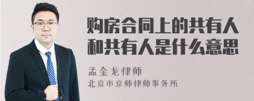 购房合同上的共有人和共有人是什么意思