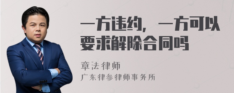 一方违约，一方可以要求解除合同吗