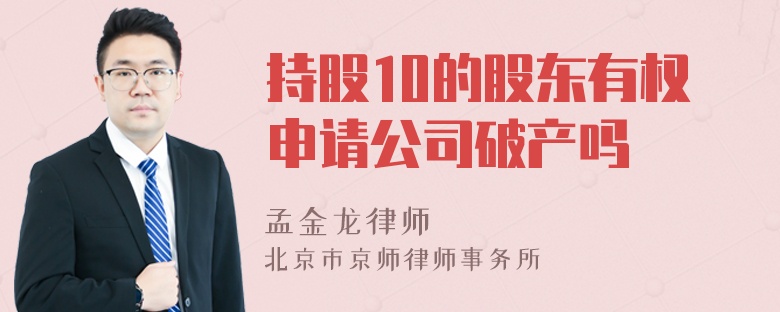 持股10的股东有权申请公司破产吗