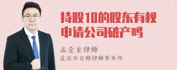 持股10的股东有权申请公司破产吗