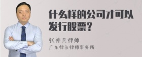 什么样的公司才可以发行股票？