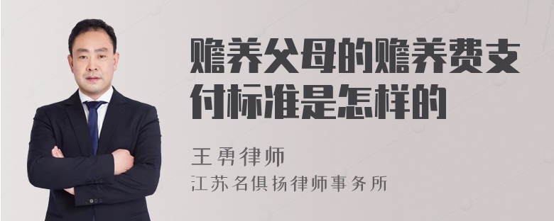 赡养父母的赡养费支付标准是怎样的