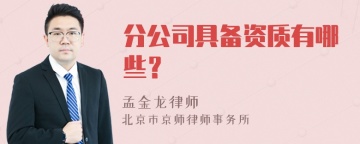 分公司具备资质有哪些？