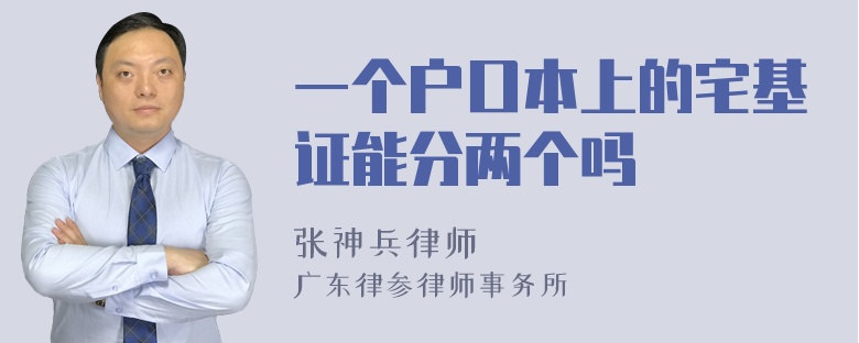 一个户口本上的宅基证能分两个吗