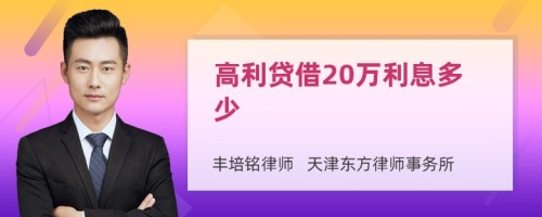 高利贷借20万利息多少