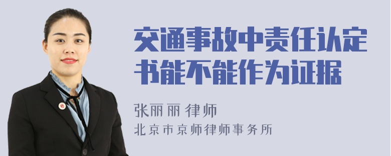 交通事故中责任认定书能不能作为证据