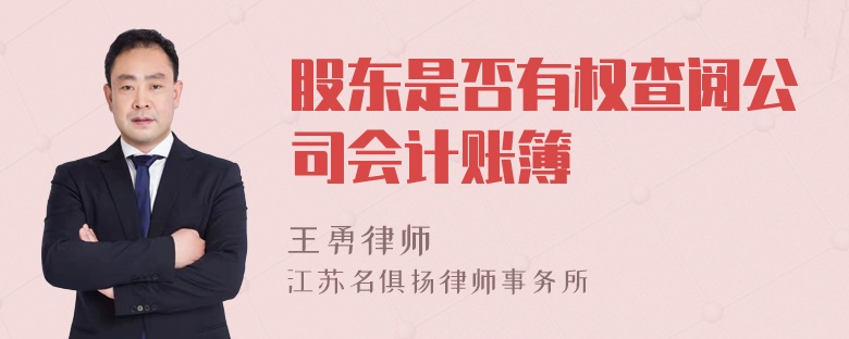 股东是否有权查阅公司会计账簿