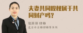 夫妻共同股权属于共同财产吗？