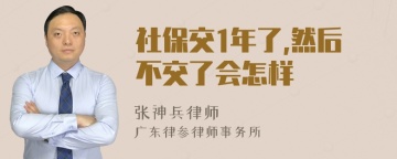 社保交1年了,然后不交了会怎样