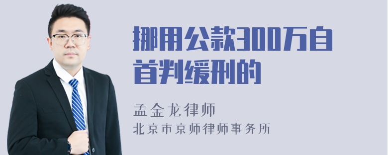 挪用公款300万自首判缓刑的