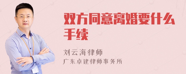 双方同意离婚要什么手续