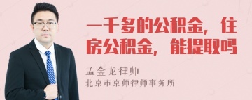 一千多的公积金，住房公积金，能提取吗