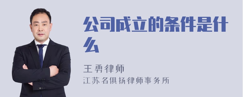 公司成立的条件是什么