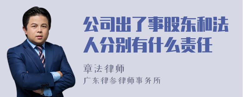 公司出了事股东和法人分别有什么责任