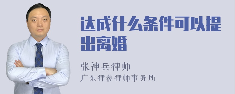 达成什么条件可以提出离婚