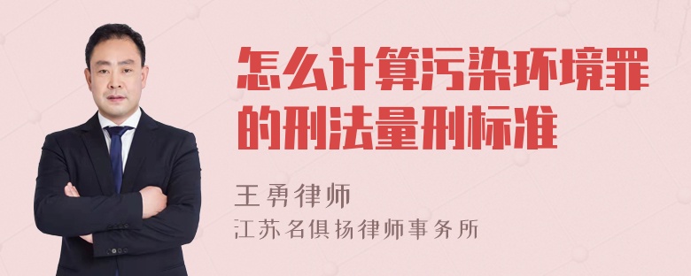 怎么计算污染环境罪的刑法量刑标准